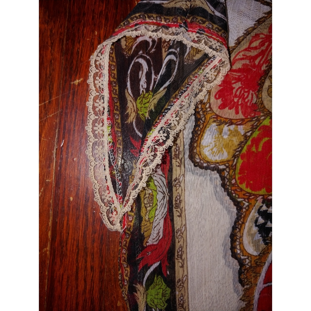 Boho sheer poncho crop top with sleeves - Picture 3 of 5